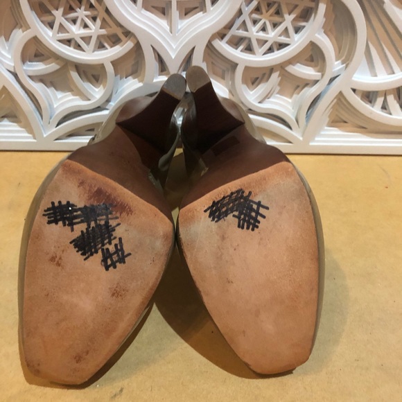 Aldo dark taupe/Gray ankle strap platform heels - Picture 6 of 8